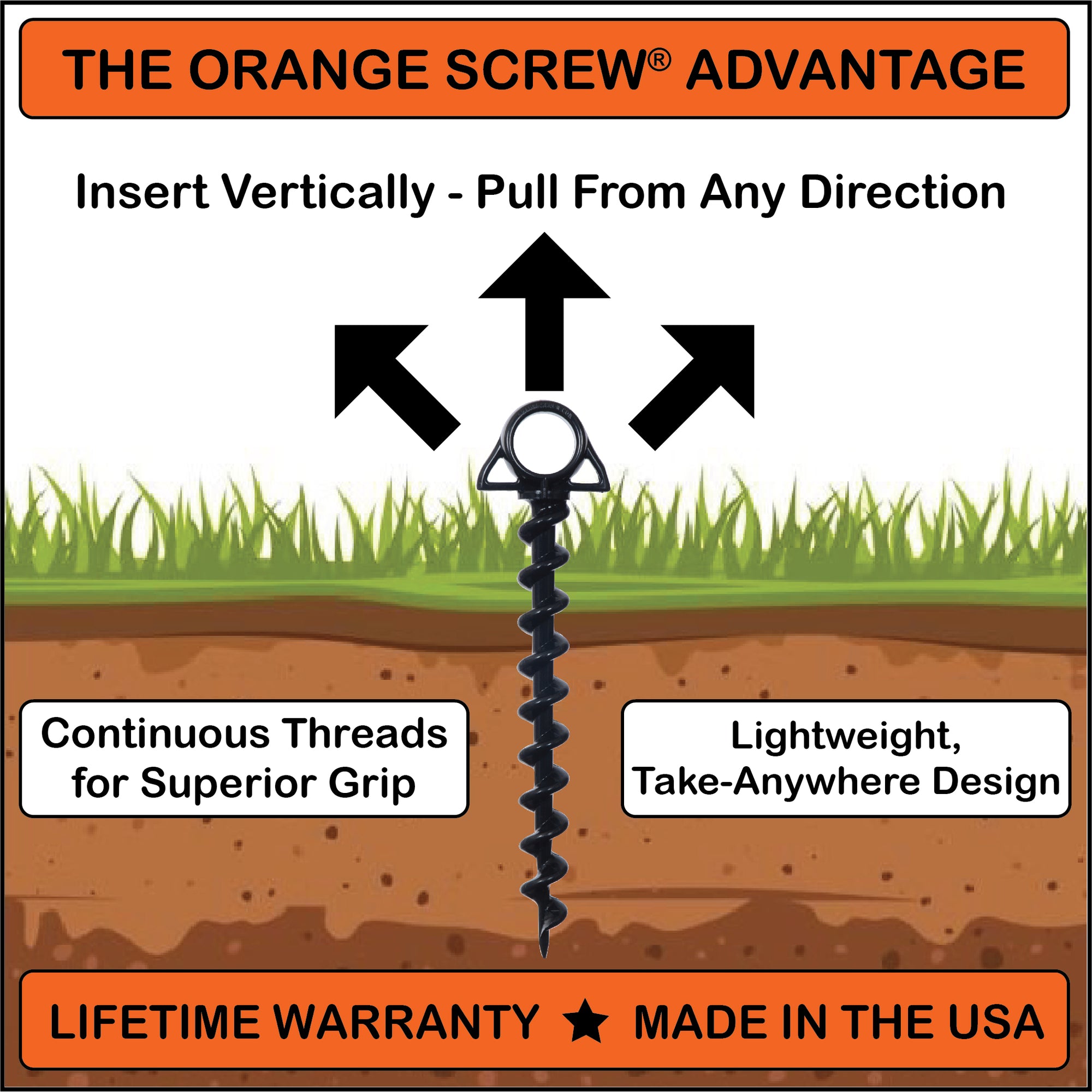 Large Ground Anchor - Black - 2 Pack