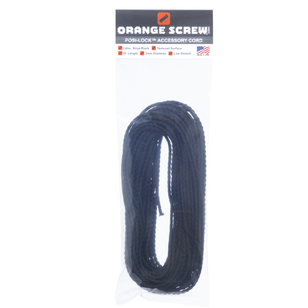 Paracord - Textured Posi-Lock™ - Ninja Black - Orange Screw Paracord - Textured Posi-Lock™ - Ninja Black - Orange Screw