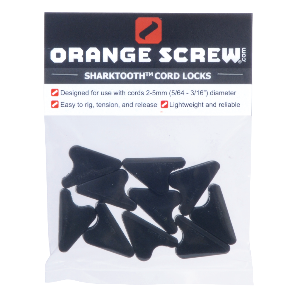 Orange Screw Sharktooth Cord Locks, 10 Pack Tensioners for Ropes and Cords to Use for Tents, Tarps, Decorations & More